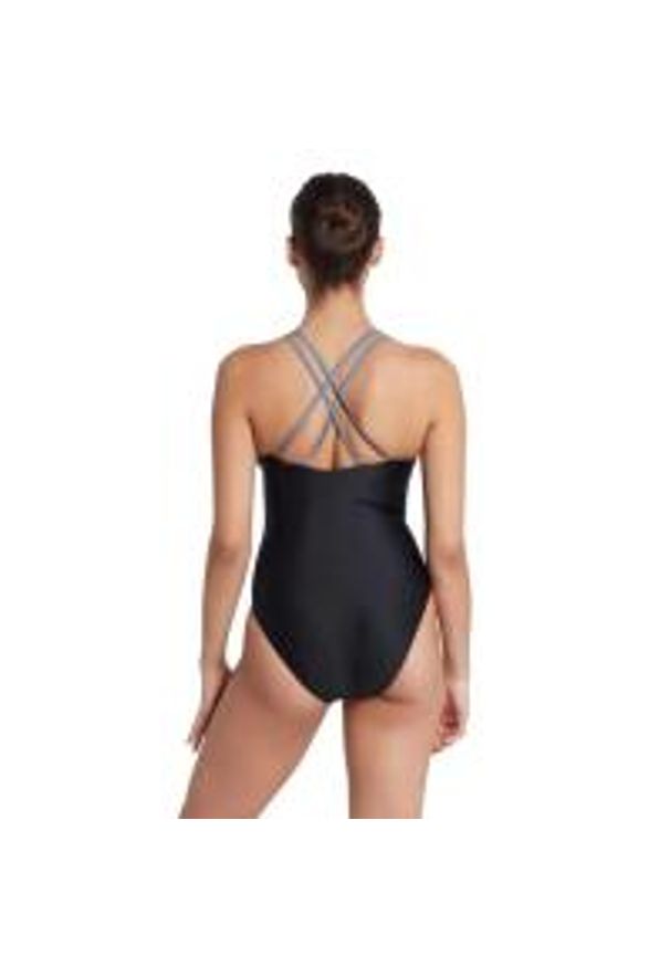 ZOGGS - Zoggs Panel Crossback Swimsuit - Black Metal - Size 32. Kolor: czarny