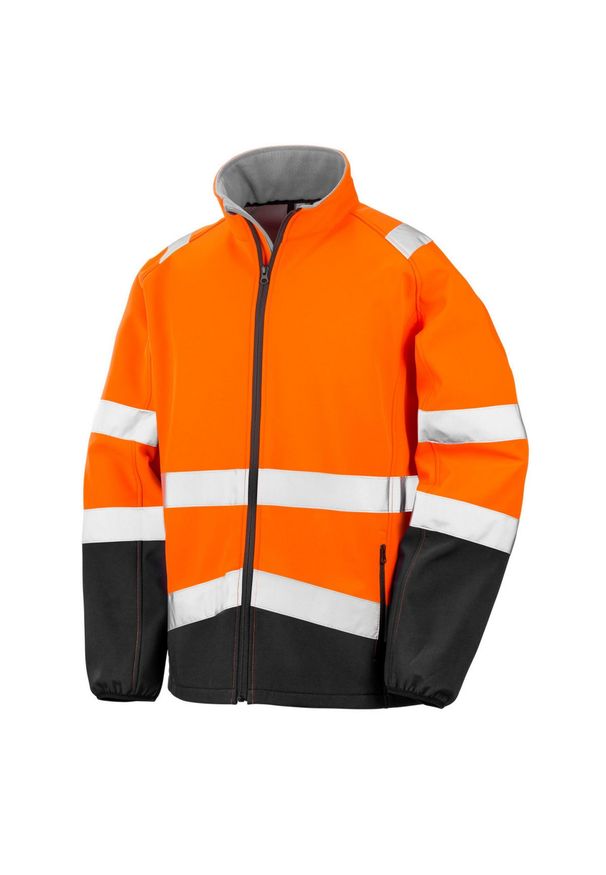 RESULT - Ochronna Męska Kurtka Softshell Z Nadrukiem. Kolor: wielokolorowy, pomarańczowy, czarny. Materiał: softshell. Wzór: nadruk