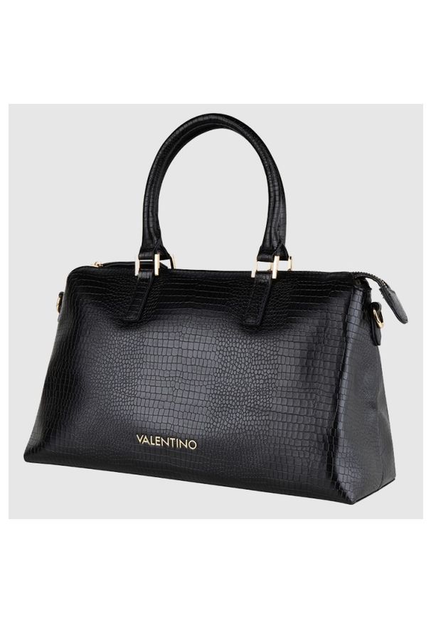 Valentino by Mario Valentino - VALENTINO Czarny kuferek bagel we wzór węża. Kolor: czarny