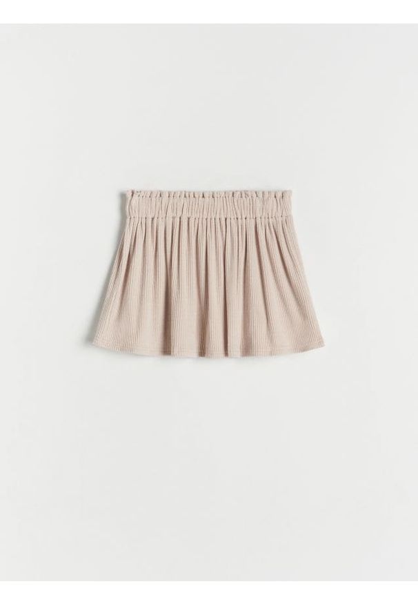 Reserved - Dzianinowa spódnica - kremowy. Kolor: kremowy. Materiał: dzianina