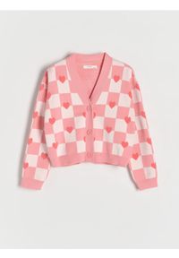 Reserved - Wzorzysty kardigan - wielobarwny. Materiał: wiskoza, dzianina