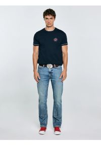 Big-Star - Koszulka męska z kontrastowymi przeszyciami granatowa Elvin 403. Okazja: na co dzień. Kolor: niebieski. Materiał: skóra, dzianina, denim, materiał, bawełna, jeans. Wzór: nadruk. Styl: klasyczny, casual #4