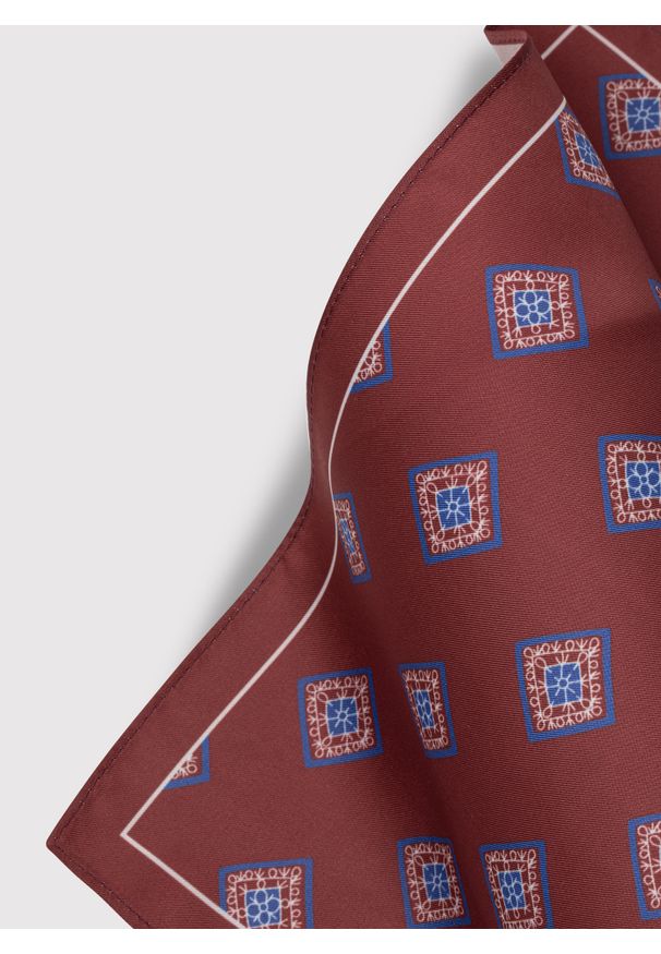 Pako Lorente - PAKO LORENTE – Bordowa poszetka męska w romby. Kolor: czerwony. Materiał: poliester