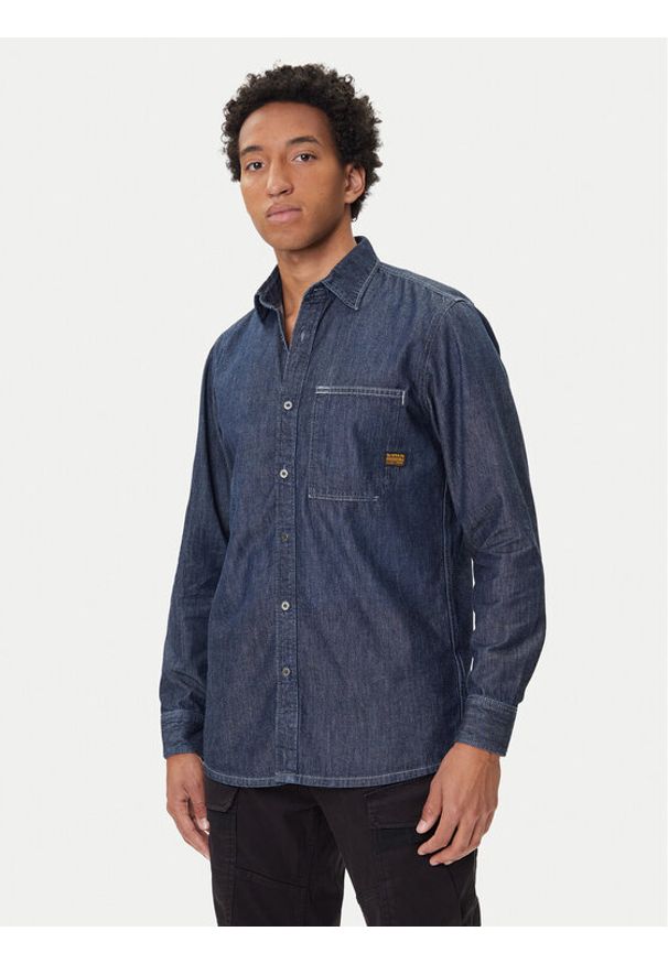 G-Star RAW - G-Star Raw Koszula jeansowa D27083-D539 Granatowy Regular Fit. Kolor: niebieski. Materiał: bawełna