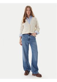 TOMMY HILFIGER - Tommy Hilfiger Kardigan WW0WW43089 Beżowy Regular Fit. Kolor: beżowy. Materiał: wełna