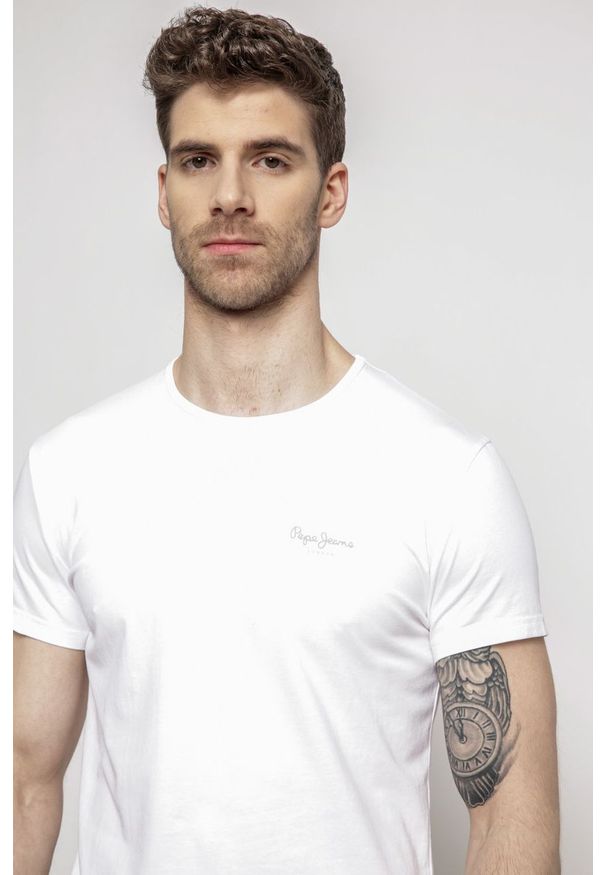 Pepe Jeans - T-shirt. Okazja: na co dzień. Kolor: biały. Materiał: dzianina. Wzór: gładki. Styl: casual