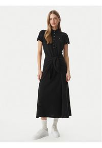 Polo Ralph Lauren Sukienka codzienna 211A12906002 Czarny Regular Fit. Okazja: na co dzień. Typ kołnierza: polo. Kolor: czarny. Materiał: bawełna. Typ sukienki: proste. Styl: casual #1
