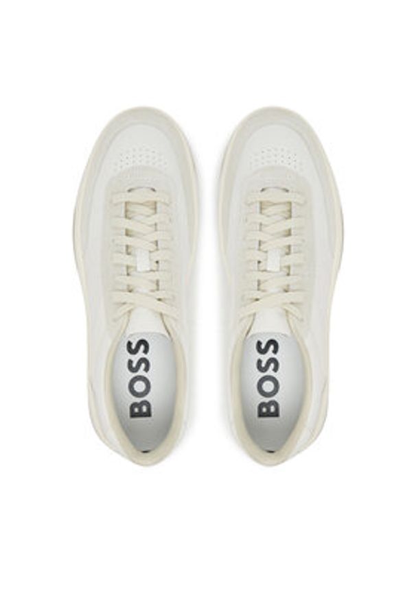 BOSS Sneakersy Baltimore 50548705 Biały. Kolor: biały. Materiał: skóra, zamsz