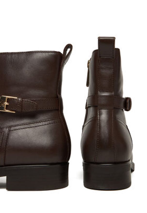 TOMMY HILFIGER - Tommy Hilfiger Botki Th Buckle Riding Leather Bootie FW0FW08781 Brązowy. Kolor: brązowy. Materiał: skóra