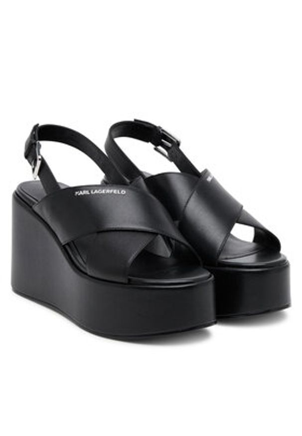 Karl Lagerfeld - KARL LAGERFELD Sandały KL33325 Czarny. Kolor: czarny. Materiał: skóra