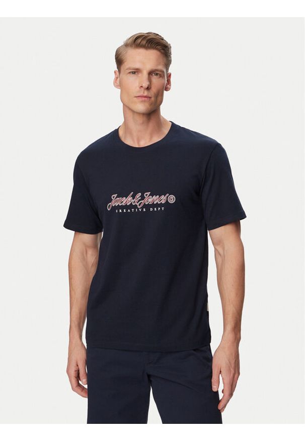 Jack & Jones T-Shirt Montauk Type 12290887 Niebieski Regular Fit. Kolor: niebieski. Materiał: bawełna