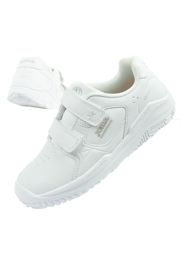 Buty dziecięce sportowe Joma Ginkana JR 2402. Kolor: biały. Materiał: skóra ekologiczna. Szerokość cholewki: normalna. Sport: bieganie