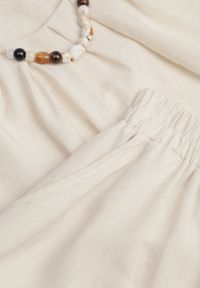 Born2be - Beżowy Komplet Boho z Lnem i Wiskozą Spódnica i Nietoperzowa Bluzka Fysernara. Kolor: beżowy. Materiał: wiskoza, len #4