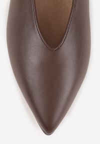 Born2be - Ciemnobrązowe Klasyczne Balerinki Vices ze Skórzaną Wkładką Tamelirra. Okazja: na co dzień, na spotkanie biznesowe. Kolor: brązowy. Materiał: skóra. Styl: klasyczny #3