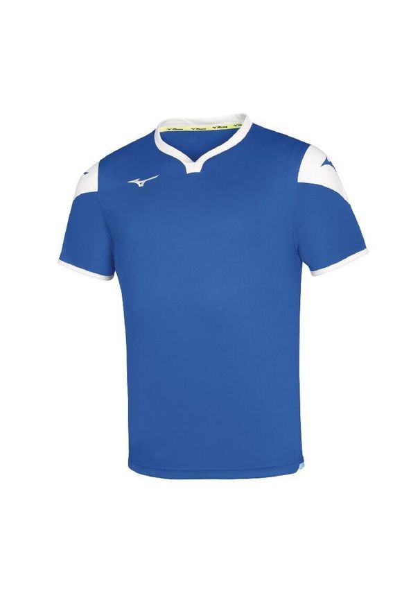 Koszulka dziecięca z krótkim rękawem Mizuno Team Game Runbird. Kolor: biały, niebieski, wielokolorowy. Długość rękawa: krótki rękaw. Długość: krótkie