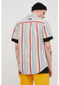 Tommy Jeans koszula bawełniana DM0DM13040.PPYY męska kolor turkusowy regular z kołnierzykiem klasycznym. Typ kołnierza: kołnierzyk klasyczny. Kolor: turkusowy. Materiał: bawełna. Długość rękawa: krótki rękaw. Długość: krótkie. Styl: klasyczny #4