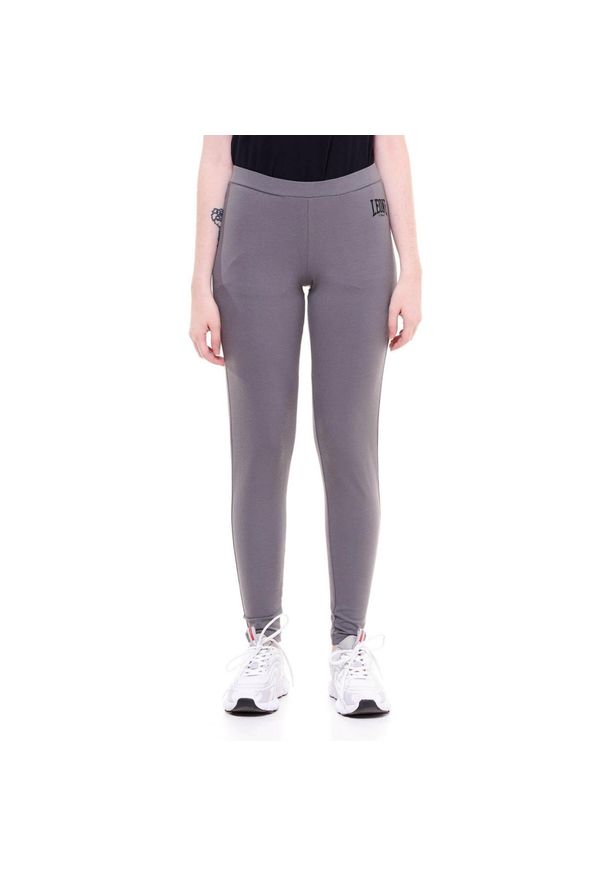 LEONE 1947 APPAREL - Legginsy damskie basic z małym logo. Kolor: szary. Materiał: tkanina. Sport: fitness