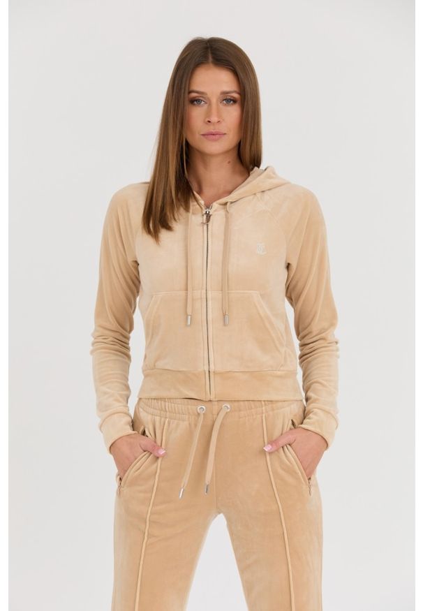 Juicy Couture - JUICY COUTURE Beżowa damska bluza Madison Hoodie, Rozmiar XL. Kolor: beżowy
