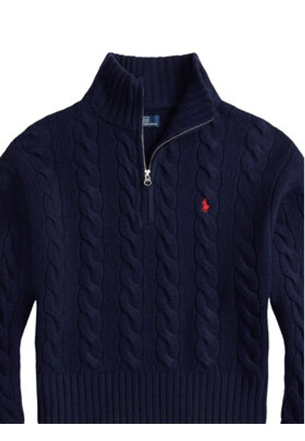 Polo Ralph Lauren Sweter 211972130004 Granatowy Relaxed Fit. Typ kołnierza: polo. Kolor: niebieski. Materiał: wełna