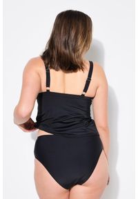 ULLA POPKEN - Damskie Figi bikini błyszczące obszycie wysoki stan. Stan: podwyższony. Kolekcja: plus size. Kolor: czarny. Materiał: poliester, elastan, poliamid, materiał
