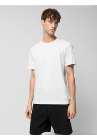 outhorn - T-shirt basic męski - biały. Kolor: biały. Materiał: dzianina, materiał, bawełna. Długość rękawa: krótki rękaw