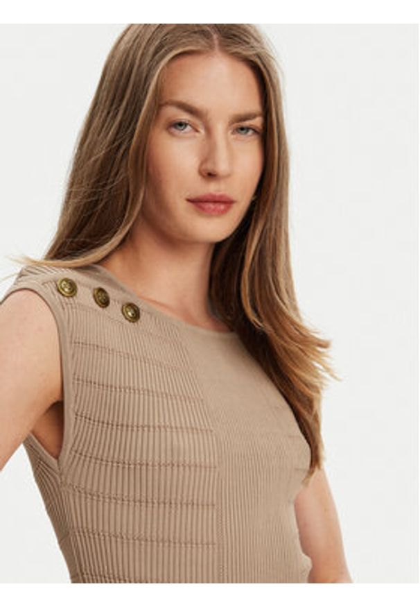 Guess Bluzka W5YR12 Z0130 Brązowy Regular Fit. Kolor: brązowy. Materiał: syntetyk