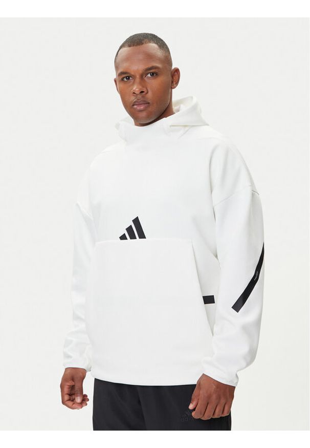 Adidas - adidas Bluza Z.N.E. JF2454 Biały Loose Fit. Kolor: biały. Materiał: bawełna