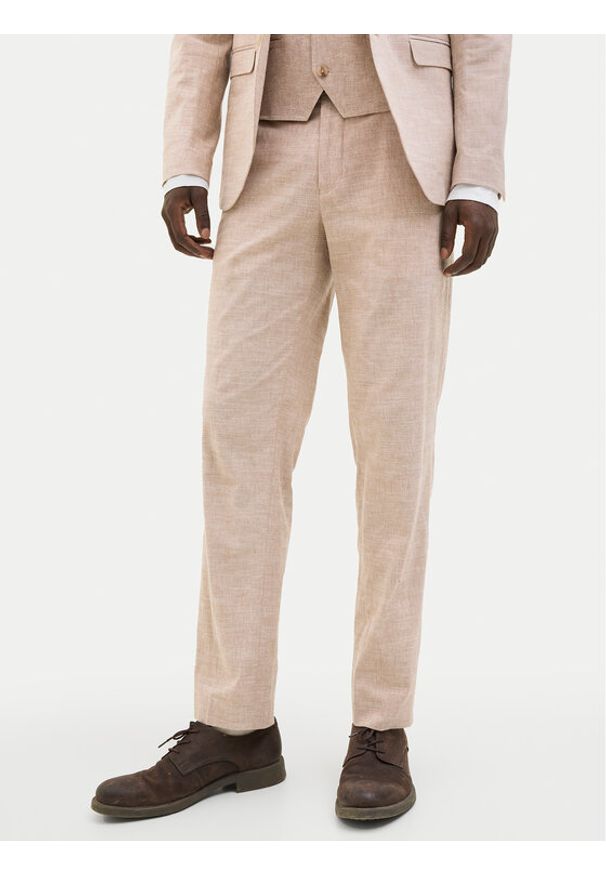 Jack & Jones - Jack&Jones Chinosy Riviera 12228724 Beżowy Slim Fit. Kolor: beżowy. Materiał: bawełna