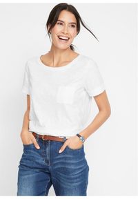 bonprix - T-shirt z czystej bawełny organicznej. Kolor: biały. Materiał: bawełna #1