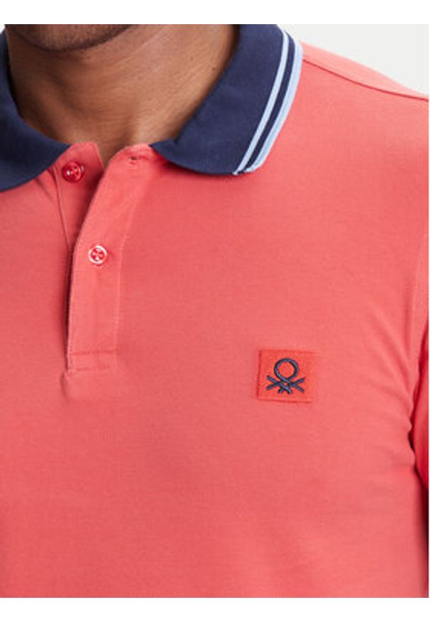 United Colors of Benetton - United Colors Of Benetton Polo 3F9HU302E Bordowy Regular Fit. Typ kołnierza: polo. Kolor: czerwony. Materiał: bawełna