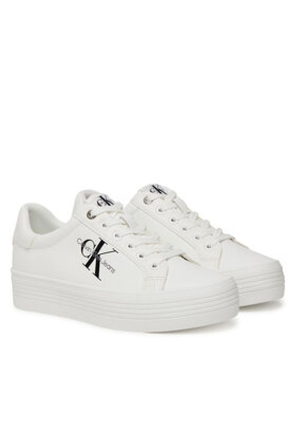 Calvin Klein Jeans Tenisówki YW0YW00847 Biały. Kolor: biały. Materiał: skóra