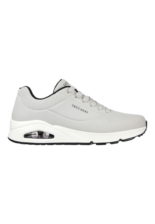 skechers - Buty do chodzenia męskie Skechers Uno Stand ON Air. Zapięcie: sznurówki. Kolor: wielokolorowy, czarny, szary. Materiał: guma, syntetyk, poliester, materiał. Szerokość cholewki: normalna. Sport: turystyka piesza