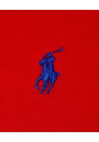 Ralph Lauren - RALPH LAUREN - Czerwona koszulka polo Stretch Slim Fit. Typ kołnierza: polo. Kolor: czerwony. Materiał: bawełna, prążkowany. Wzór: haft #6