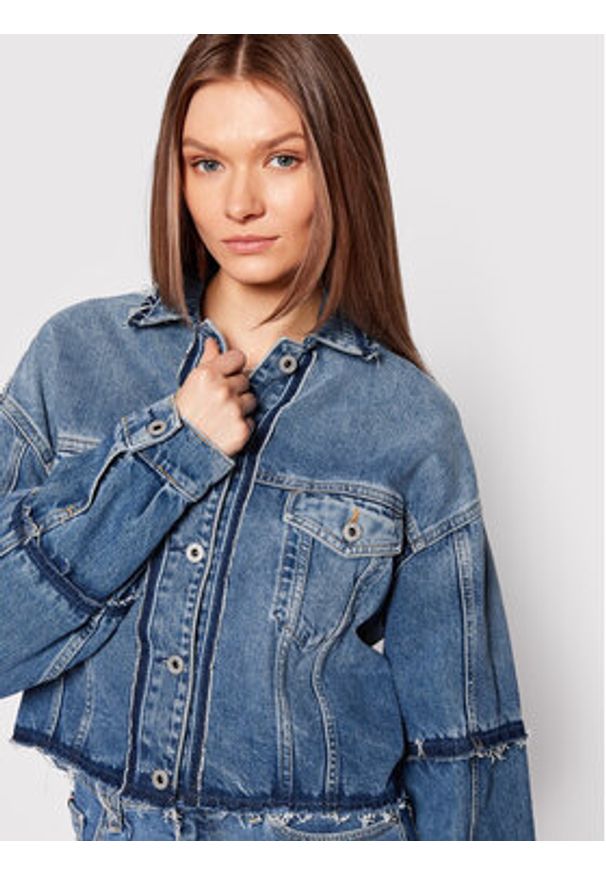 Pepe Jeans Kurtka jeansowa Sage Reclaim PL402062 Niebieski Relaxed Fit. Kolor: niebieski. Materiał: bawełna