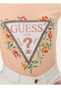 Guess T-Shirt W4GI24 J1314 Pomarańczowy Slim Fit. Kolor: pomarańczowy. Materiał: bawełna