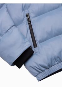 Ombre Clothing - Kurtka męska zimowa z kapturem - błękitna V8 C518 - XXL. Okazja: na co dzień. Typ kołnierza: kaptur. Kolor: niebieski. Materiał: poliester, nylon. Sezon: zima. Styl: casual #16