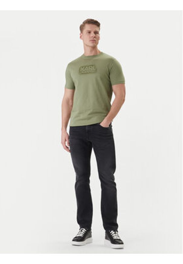 Karl Lagerfeld - KARL LAGERFELD T-Shirt 755060 562242 Zielony Regular Fit. Typ kołnierza: dekolt w karo. Kolor: zielony. Materiał: bawełna