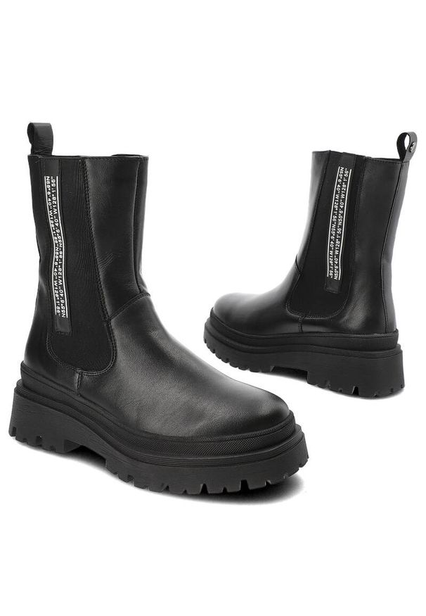 Czarne Botki Pollonus Ocieplane Obuwie Damskie. Kolor: czarny. Materiał: futro, skóra, syntetyk. Szerokość cholewki: normalna