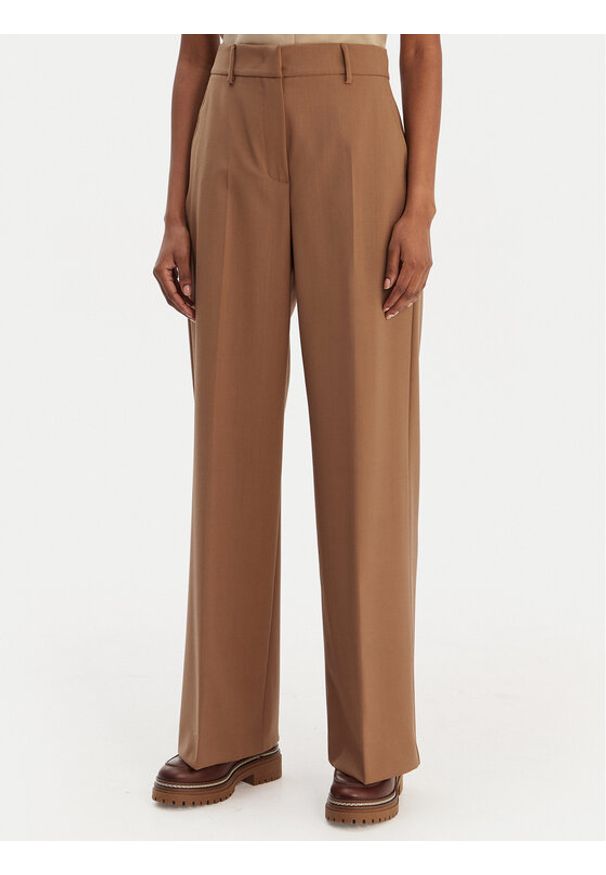 Weekend Max Mara Spodnie palazzo Visivo 2615131041 Brązowy Relaxed Fit. Kolor: brązowy. Materiał: wełna