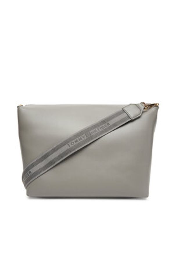 TOMMY HILFIGER - Tommy Hilfiger Torebka Th Logotape Med Crossover AW0AW17692 Szary. Kolor: szary. Materiał: skórzane