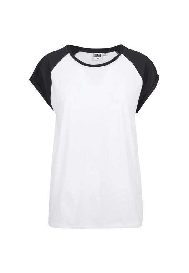 Urban Classics - T-shirt Damski Kontrastowy Raglanowy. Kolor: czarny, biały, wielokolorowy. Długość rękawa: raglanowy rękaw. Sport: turystyka piesza