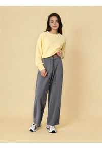 Sinsay - Spodnie materiałowe z szeroką nogawką - szary. Kolor: szary. Materiał: materiał #1