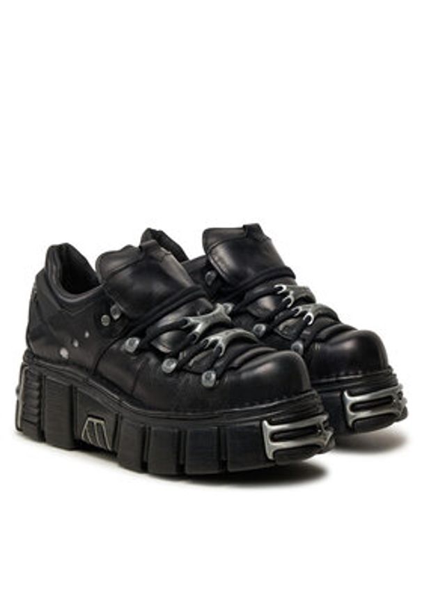 NEW ROCK Sneakersy M-120N-S26 Czarny. Kolor: czarny. Materiał: skóra
