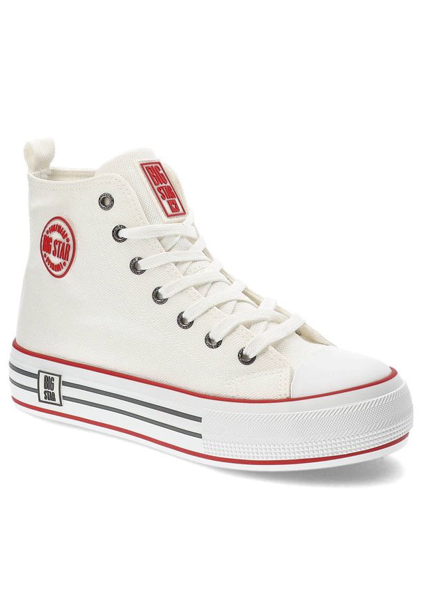 Big-Star - Białe Trampki Big Star Damskie Stylowe Buty. Kolor: biały. Materiał: materiał. Szerokość cholewki: normalna. Sezon: lato. Styl: elegancki