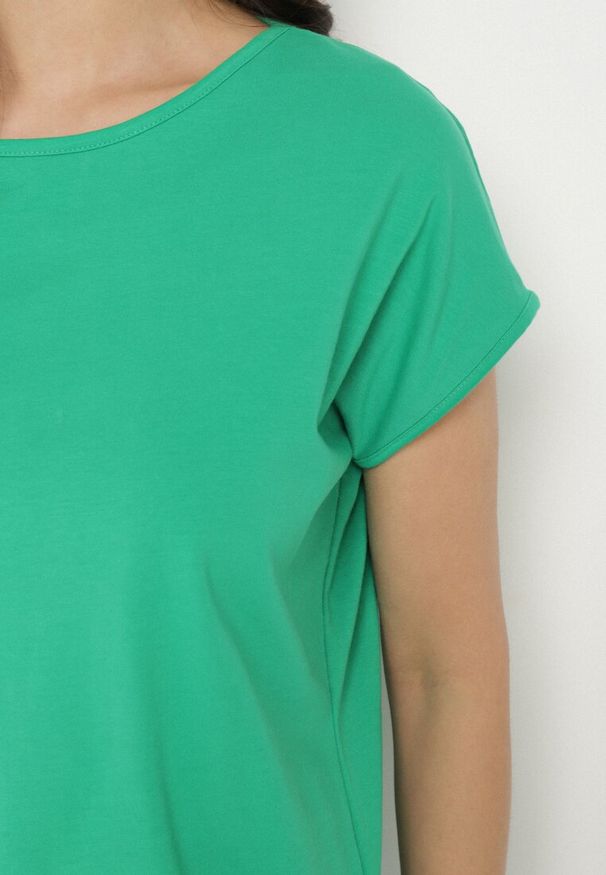 Born2be - Zielony Bawełniany T-shirt z Wiązaniem Falmio. Okazja: na co dzień. Kolor: zielony. Materiał: bawełna. Styl: klasyczny, elegancki, casual
