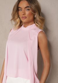 Renee - Różowa Bluzka o Asymetrycznym Kroju Fadeselle. Okazja: na co dzień. Kolor: różowy. Materiał: skóra. Wzór: kolorowy. Styl: casual #3