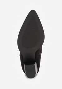 Born2be - Czarne Botki na Obcasie w Stylu Kowbojek z Brokatem Remitha. Okazja: na co dzień. Kolor: czarny. Materiał: jeans. Obcas: na obcasie. Styl: casual. Wysokość obcasa: średni #5