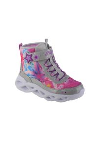 skechers - Buty do chodzenia dla dzieci Skechers Twisty Brights. Wysokość cholewki: za kostkę. Zapięcie: rzepy. Kolor: szary. Materiał: materiał. Szerokość cholewki: normalna. Sport: turystyka piesza