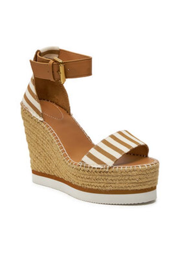 See By Chloé Espadryle SB26152E Brązowy. Kolor: brązowy. Materiał: skóra