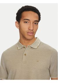 Calvin Klein Polo K10K114475 Beżowy Regular Fit. Typ kołnierza: polo. Kolor: beżowy. Materiał: bawełna #5